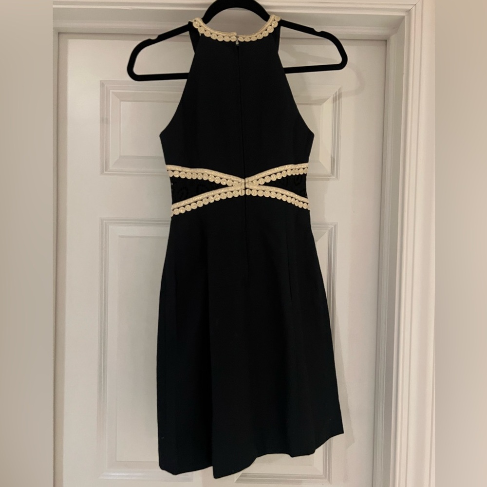 NWT Lilly Pulitzer Layne Stretch Shift Dress Onyx Black Gold Accents 00 - Picture 4 of 4